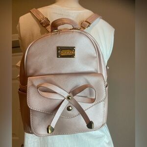 I Ihayner~Sweet Light Pink Bowknot Faux Leather Mini Backpack/Purse~Poly Lining~